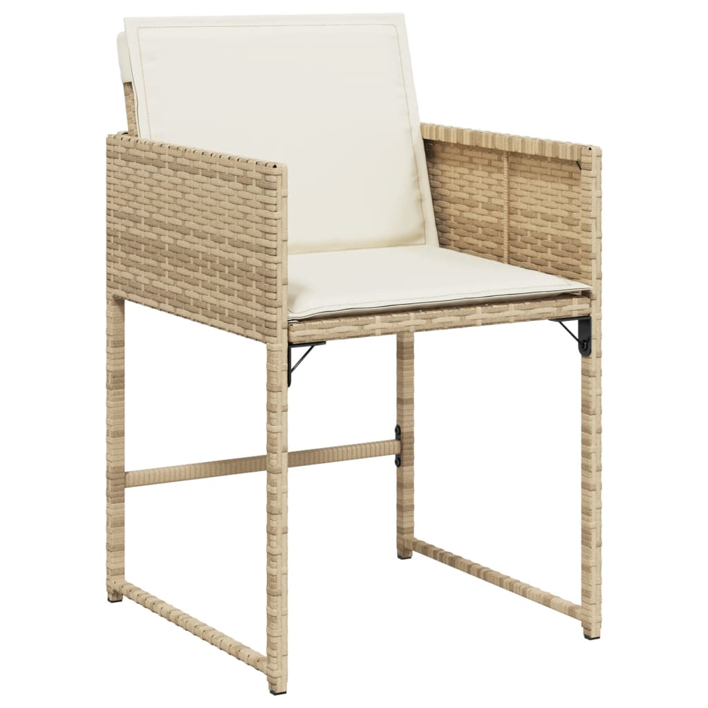 havestole 4 stk. med hynder polyrattan beige