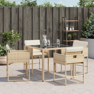 havestole 4 stk. med hynder polyrattan beige