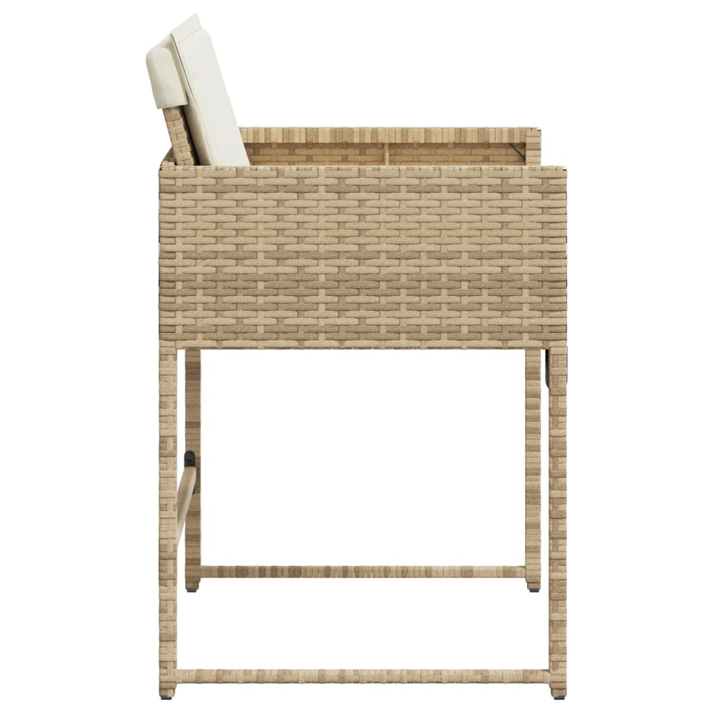 havestole 4 stk. med hynder polyrattan beige