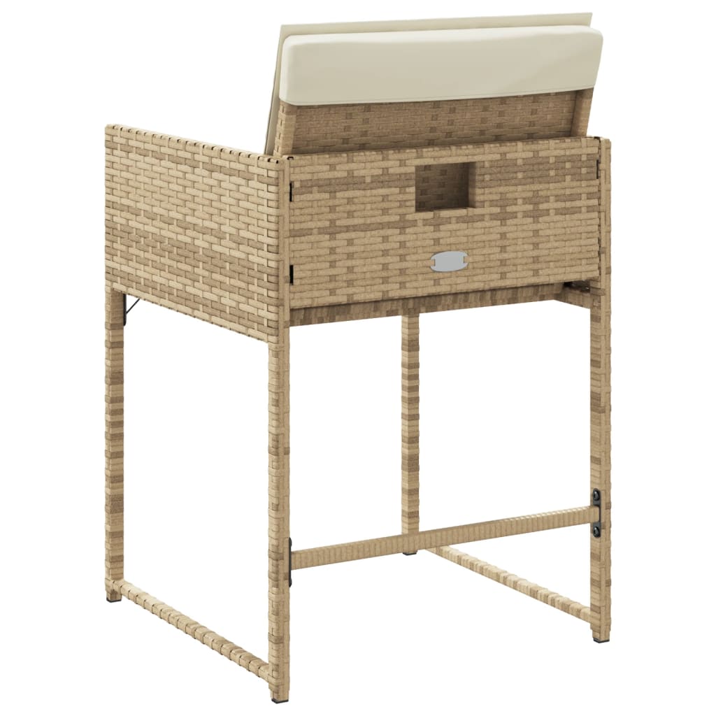 havestole 4 stk. med hynder polyrattan beige