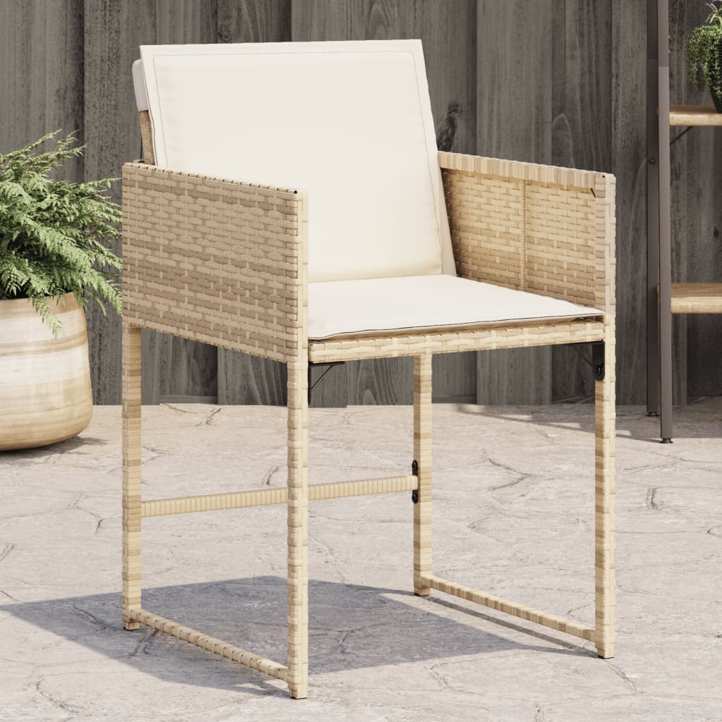 havestole 4 stk. med hynder polyrattan beige