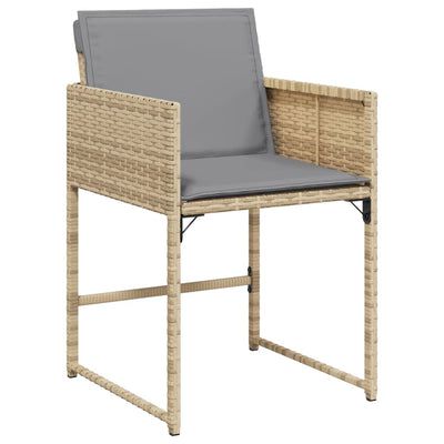 havestole 4 stk. med hynder polyrattan blandet beige