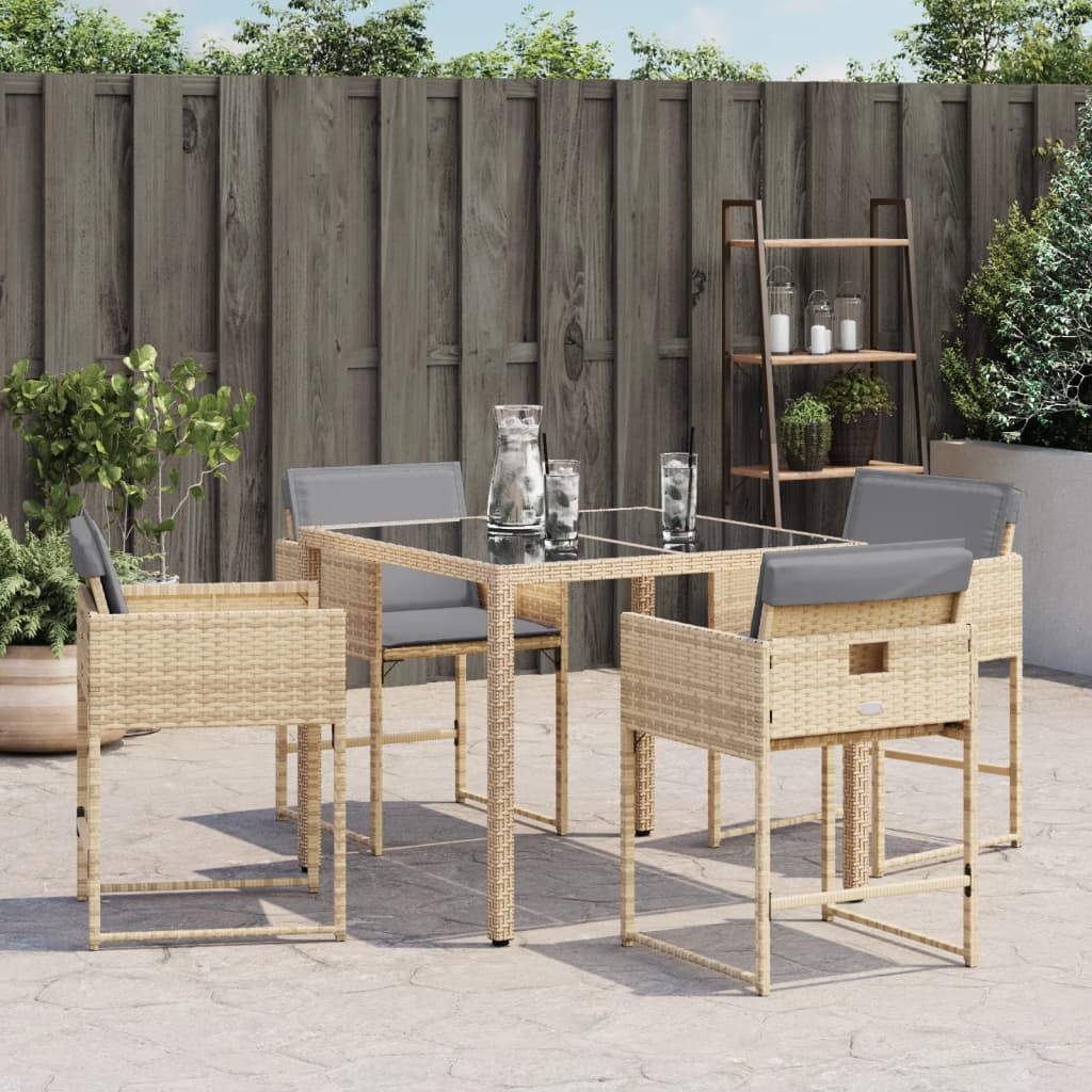 havestole 4 stk. med hynder polyrattan blandet beige