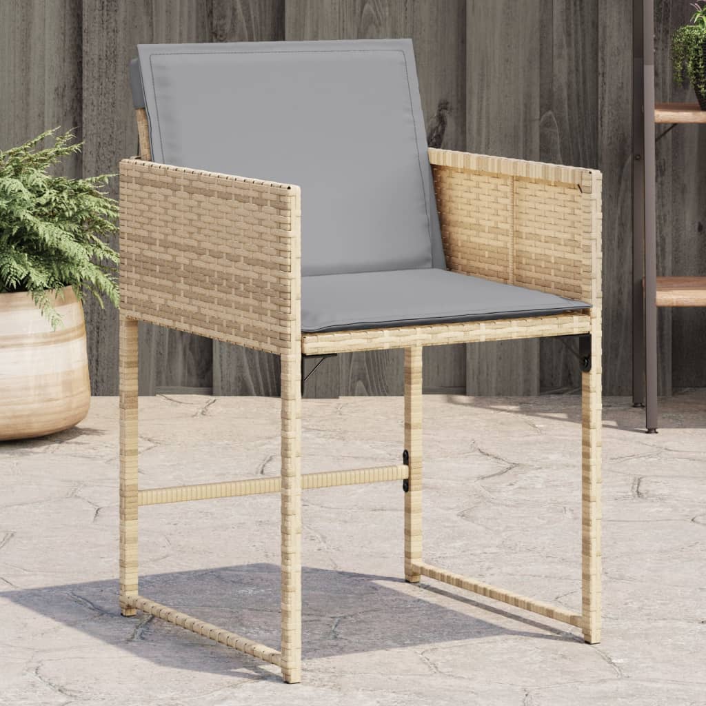 havestole 4 stk. med hynder polyrattan blandet beige