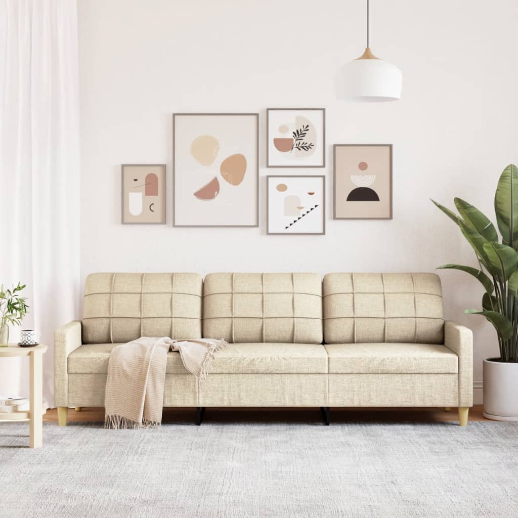 3-personers sofa 210 cm stof cremefarvet