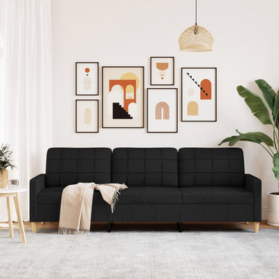 3-personers sofa 210 cm stof sort