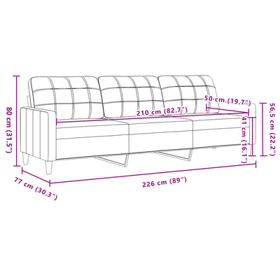 3-personers sofa 210 cm stof sort