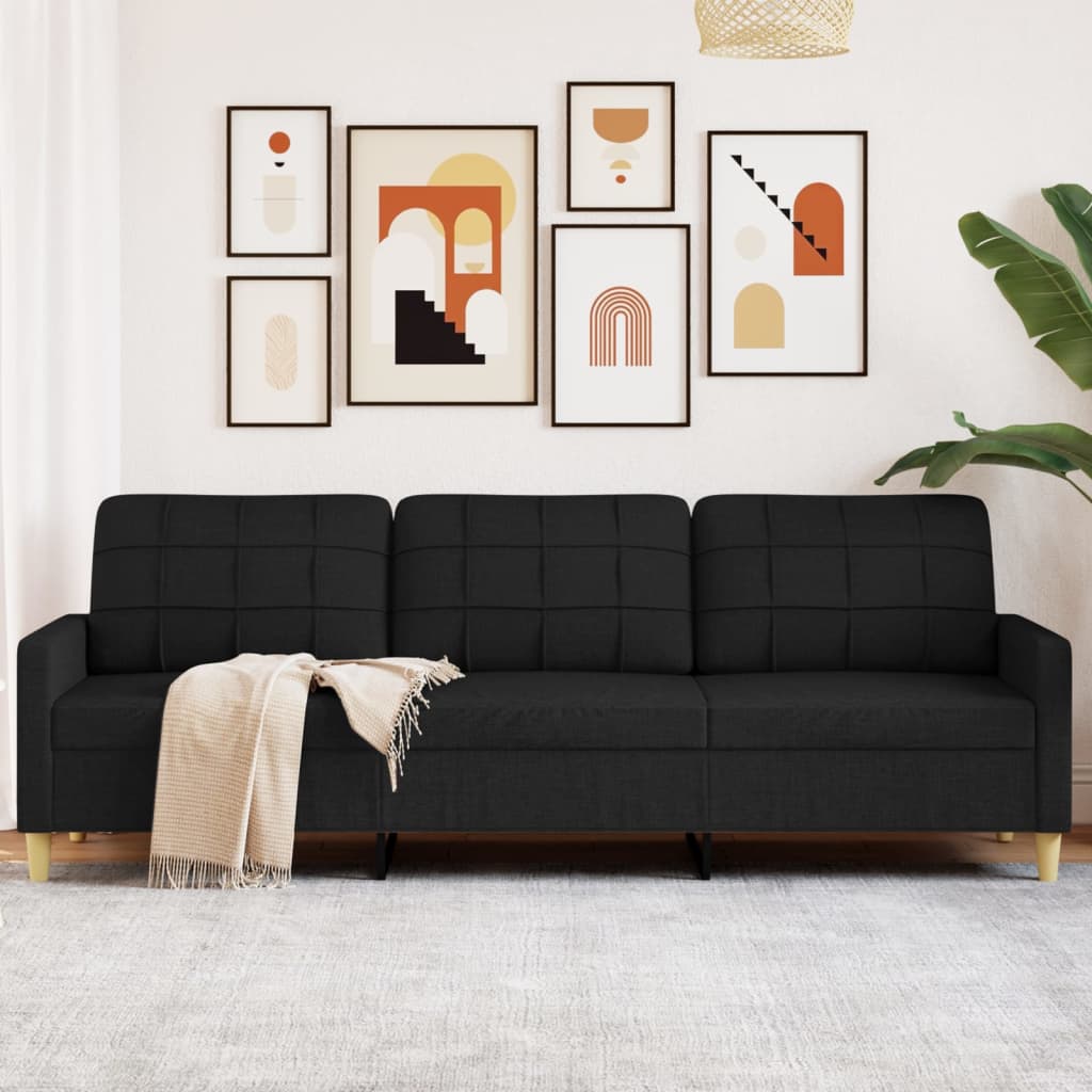 3-personers sofa 210 cm stof sort