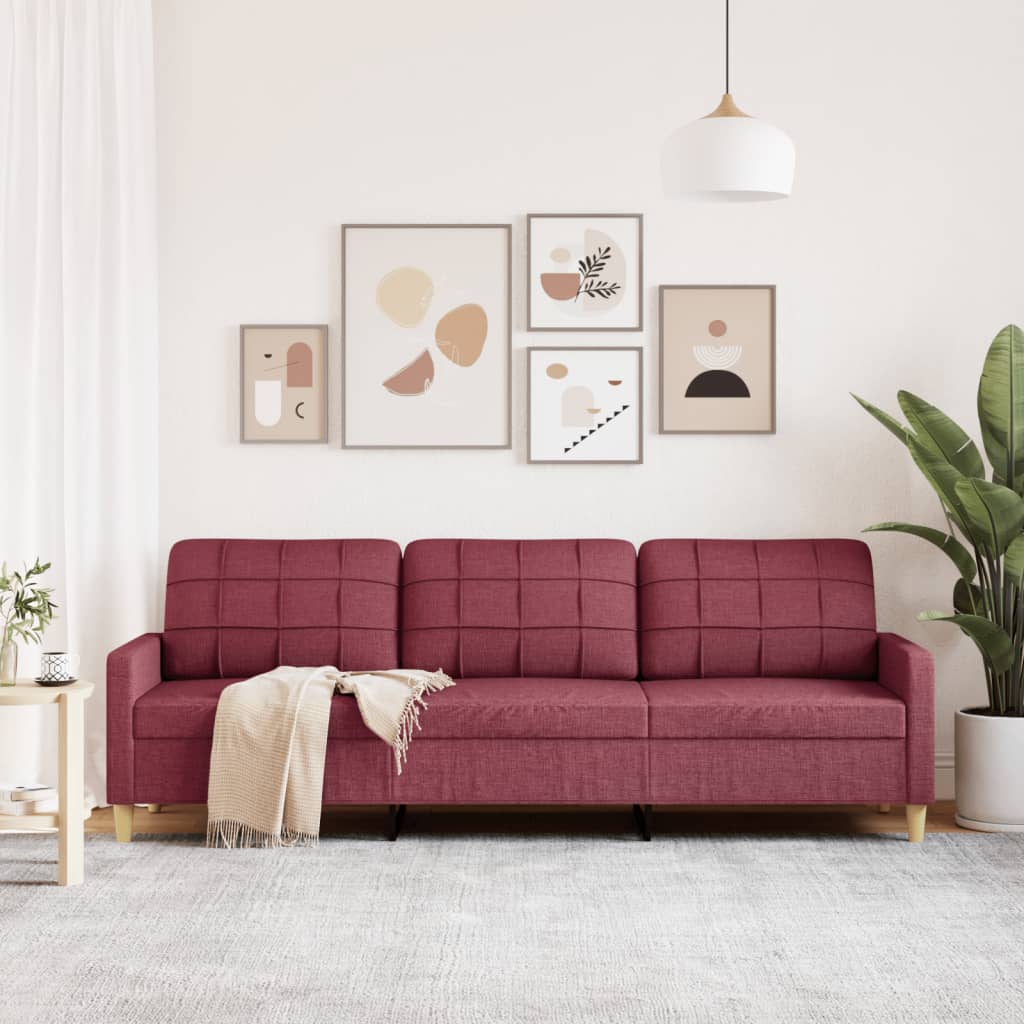 3-personers sofa 210 cm stof vinrød