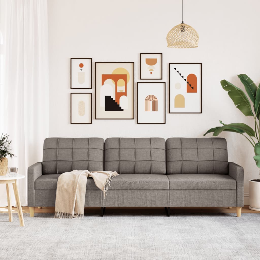 3-personers sofa 210 cm stof gråbrun