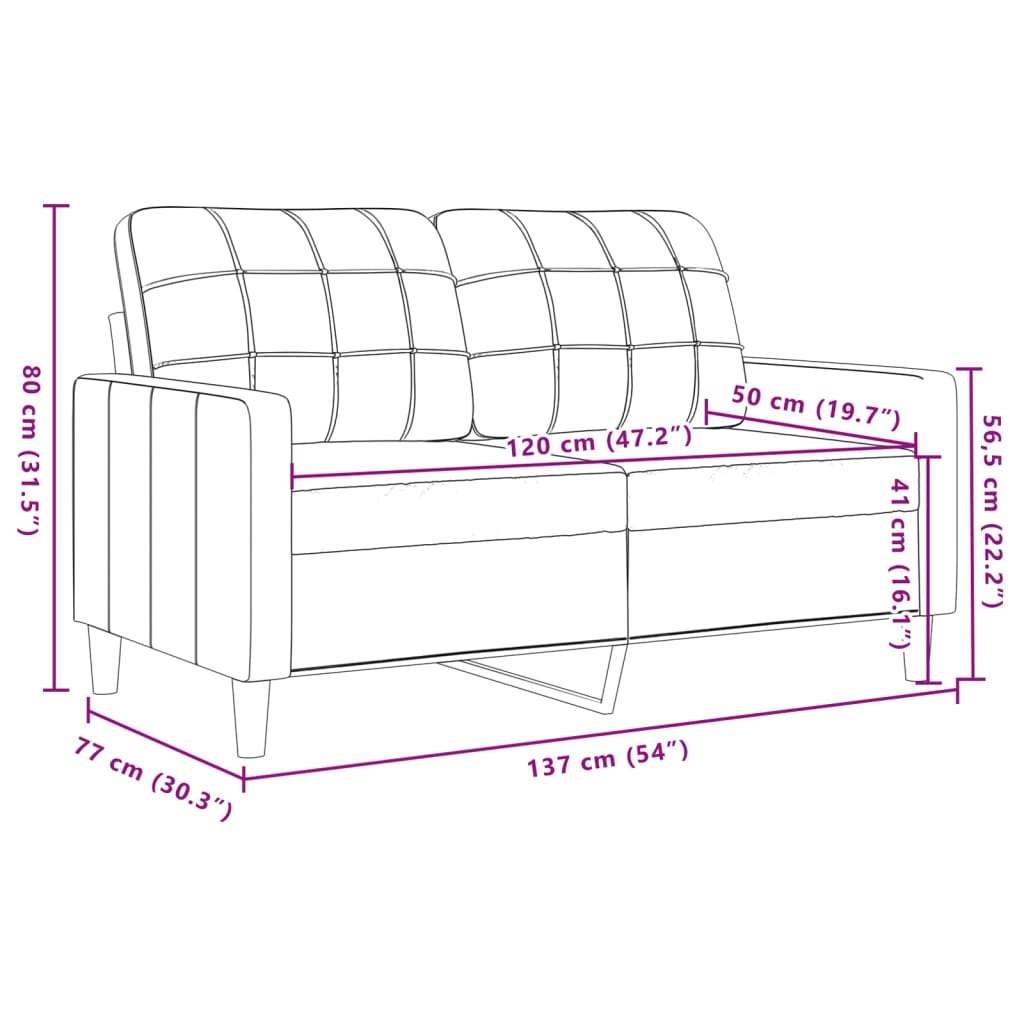 2-personers sofa 120 cm velour lysegrå