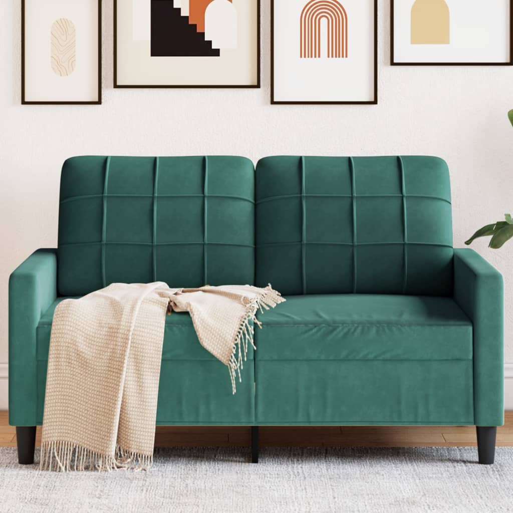 2-personers sofa 120 cm fløjl mørkegrøn