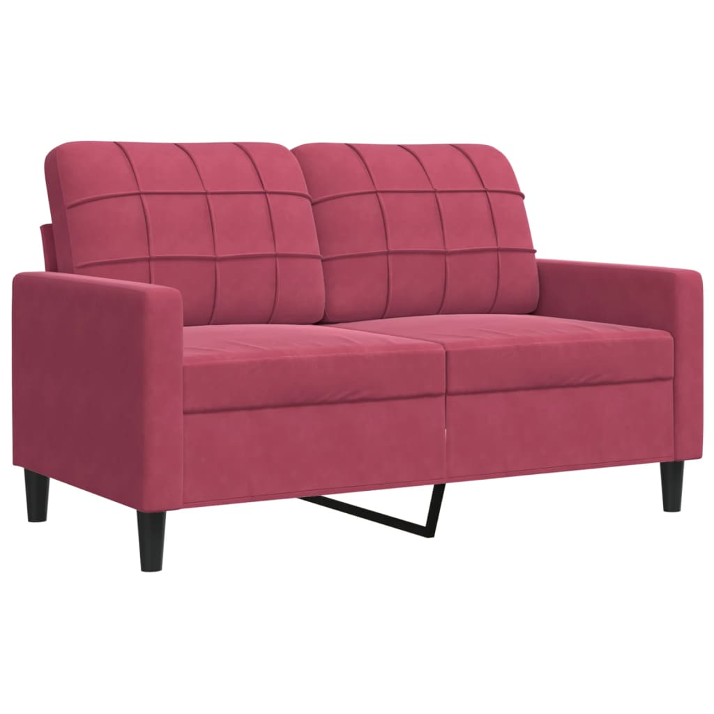 2-personers sofa 120 cm fløjl vinrød