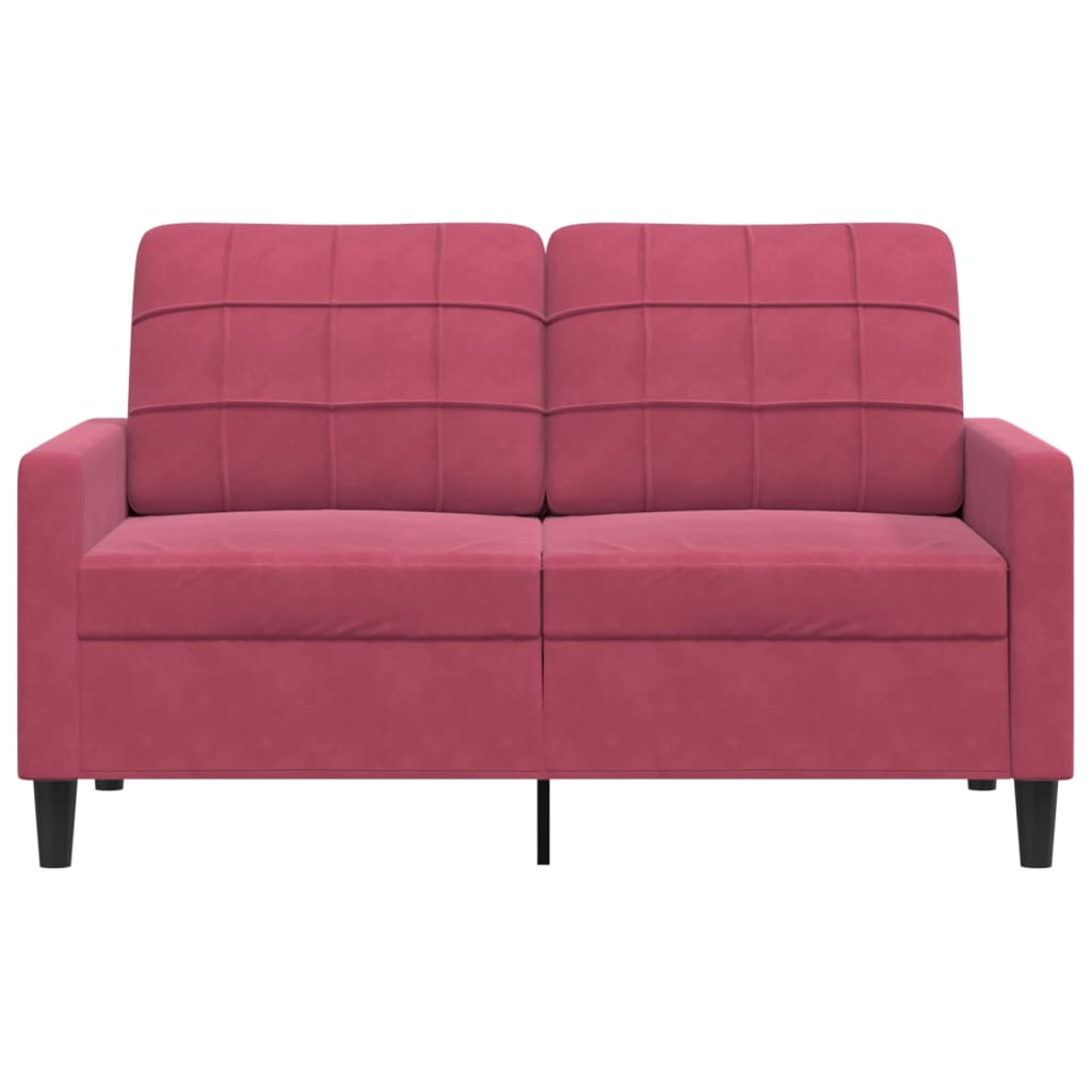 2-personers sofa 120 cm fløjl vinrød