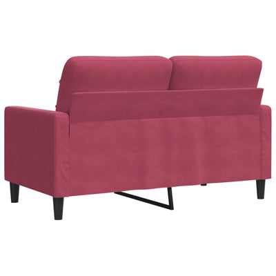 2-personers sofa 120 cm fløjl vinrød