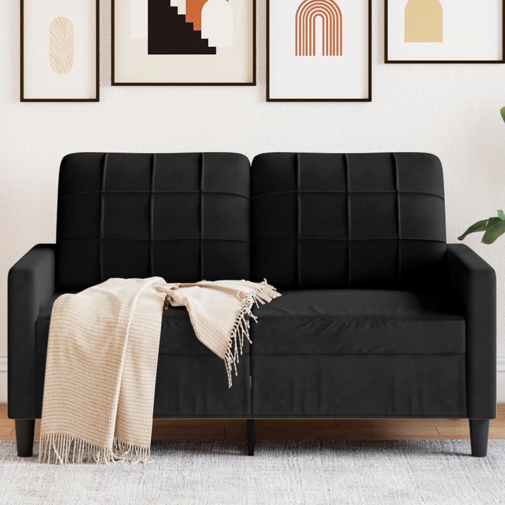 2-personers sofa 120 cm fløjl sort