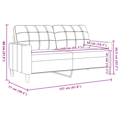 2-personers sofa 140 cm fløjl lysegrå