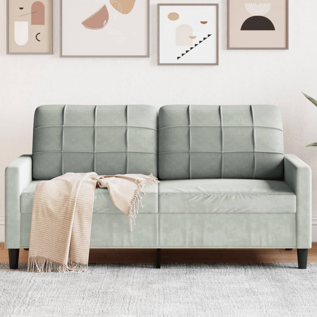 2-personers sofa 140 cm fløjl lysegrå