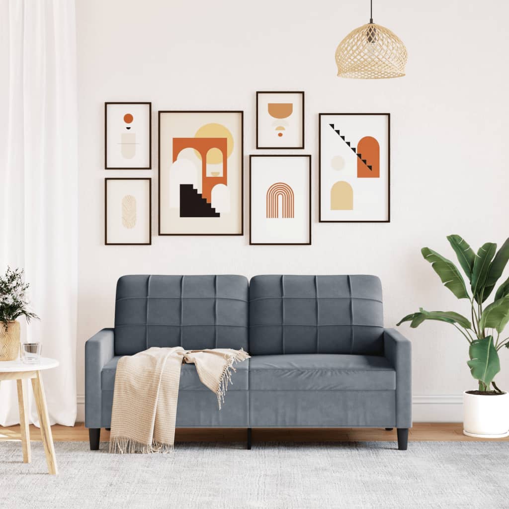 2-personers sofa 140 cm fløjl mørkegrå