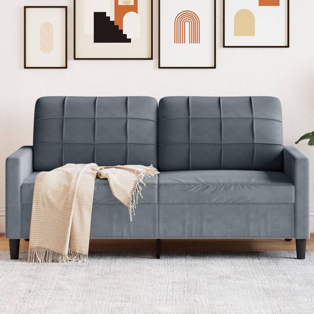 2-personers sofa 140 cm fløjl mørkegrå