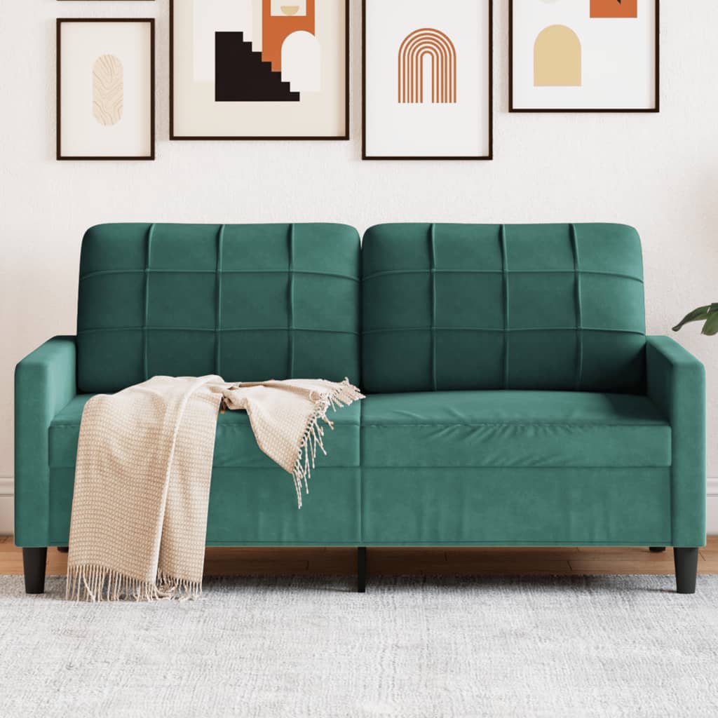 2-personers sofa 140 cm fløjl mørkegrøn