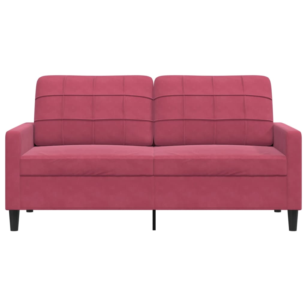 2-personers sofa 140 cm fløjl vinrød