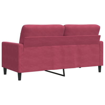 2-personers sofa 140 cm fløjl vinrød