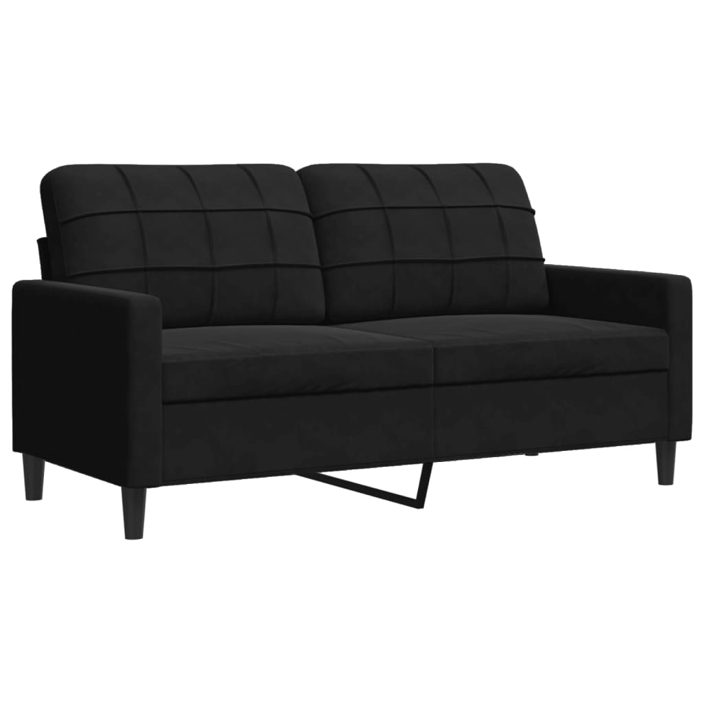 2-personers sofa 140 cm fløjl sort