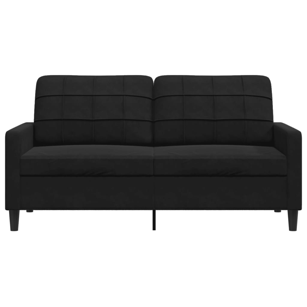 2-personers sofa 140 cm fløjl sort