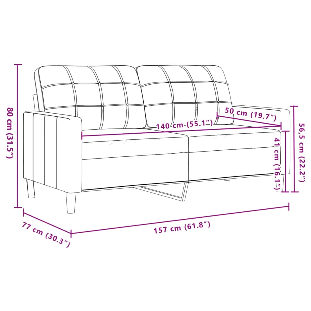 2-personers sofa 140 cm fløjl gul