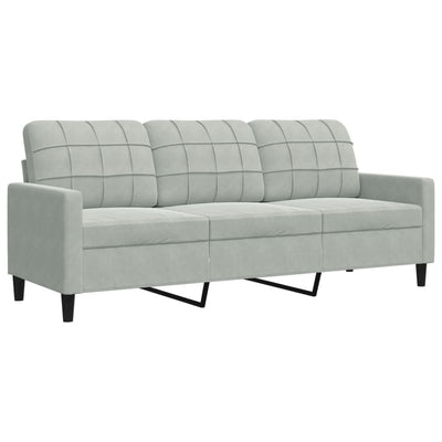 3-personers sofa 180 cm velour lysegrå