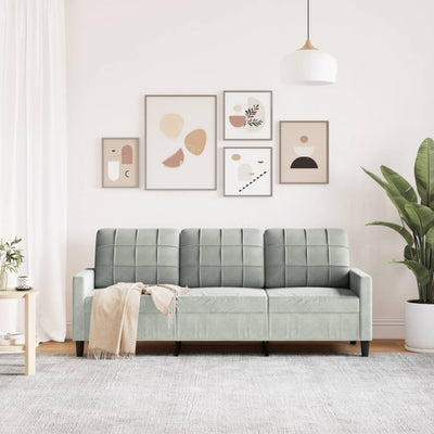 3-personers sofa 180 cm velour lysegrå