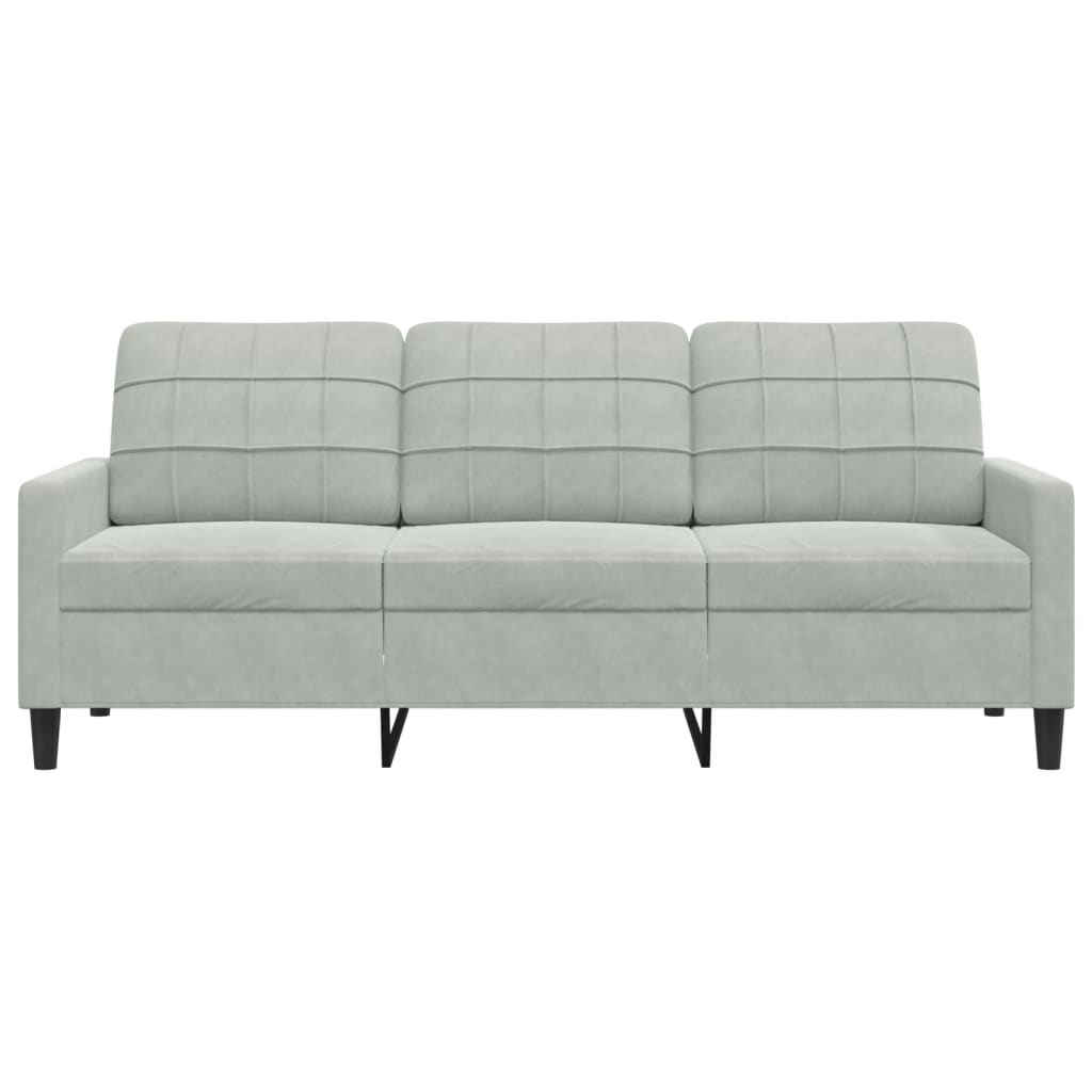 3-personers sofa 180 cm velour lysegrå