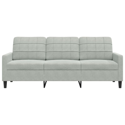 3-personers sofa 180 cm velour lysegrå