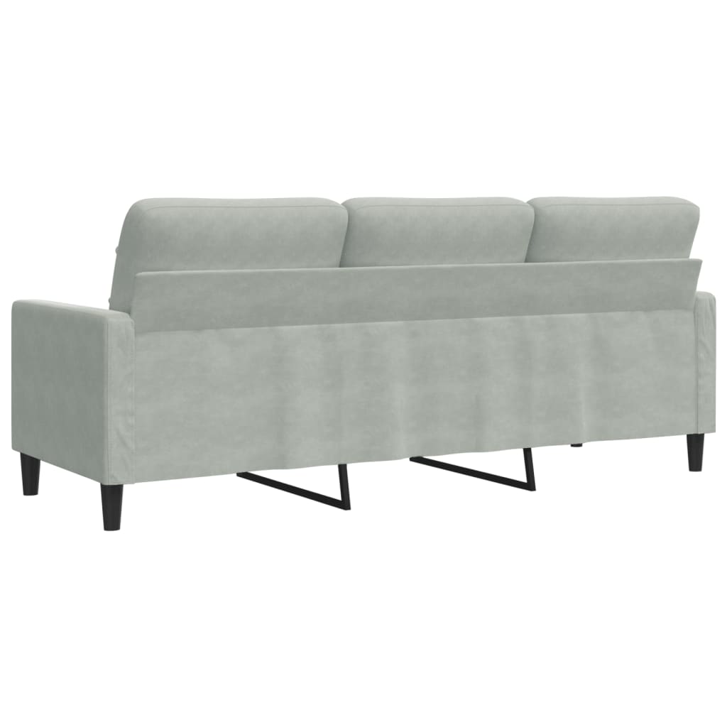 3-personers sofa 180 cm velour lysegrå