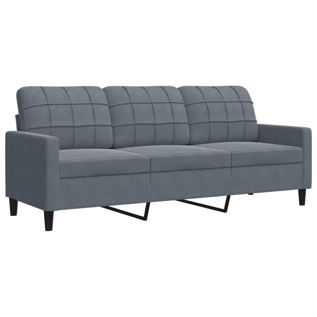 3-personers sofa 180 cm fløjl mørkegrå