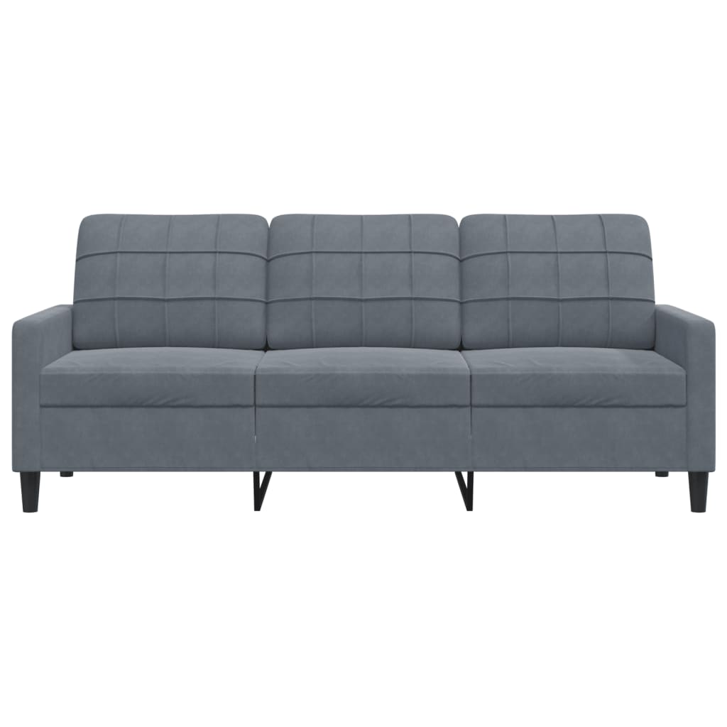 3-personers sofa 180 cm fløjl mørkegrå