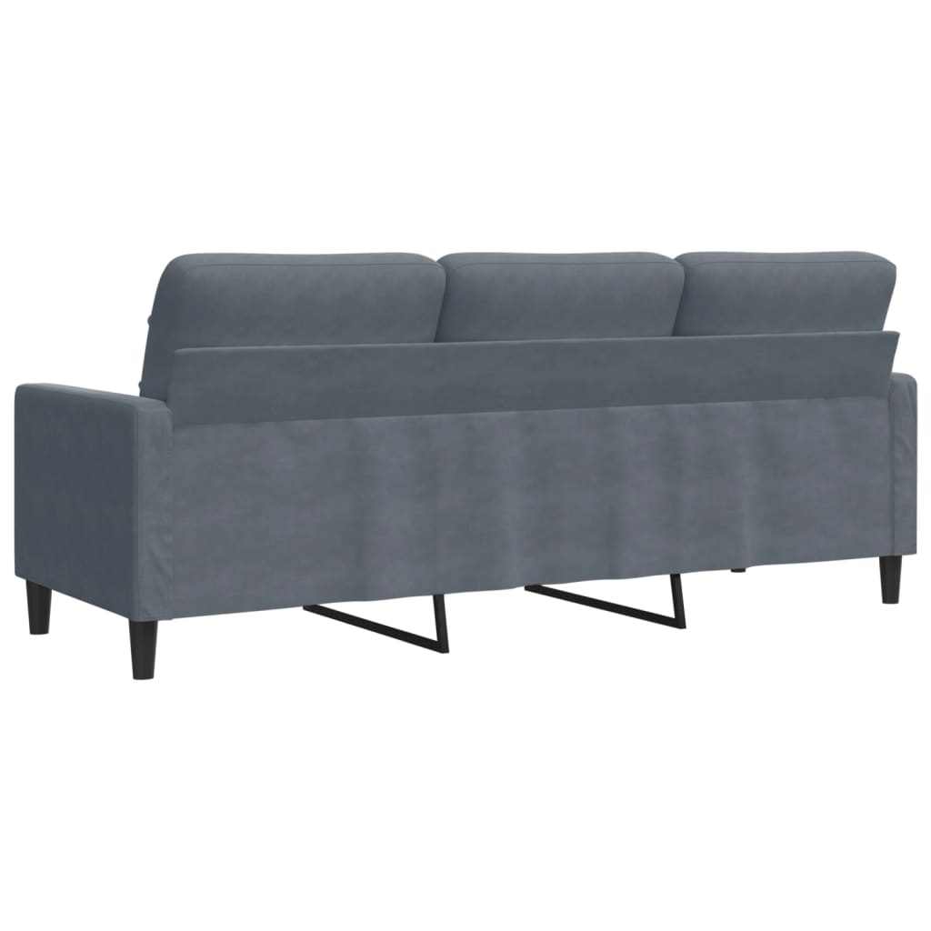 3-personers sofa 180 cm fløjl mørkegrå