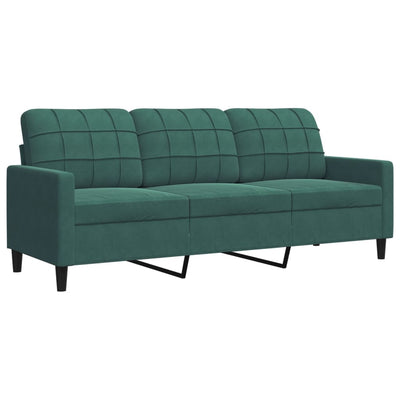 3-personers sofa 180 cm fløjl mørkegrøn