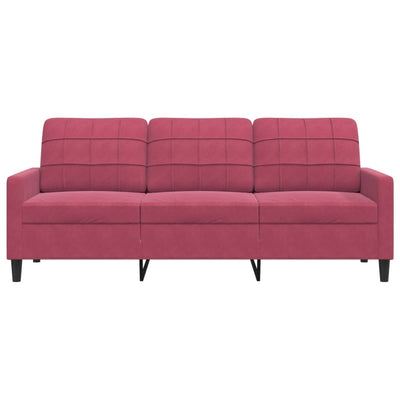 3-personers sofa 180 cm fløjl vinrød