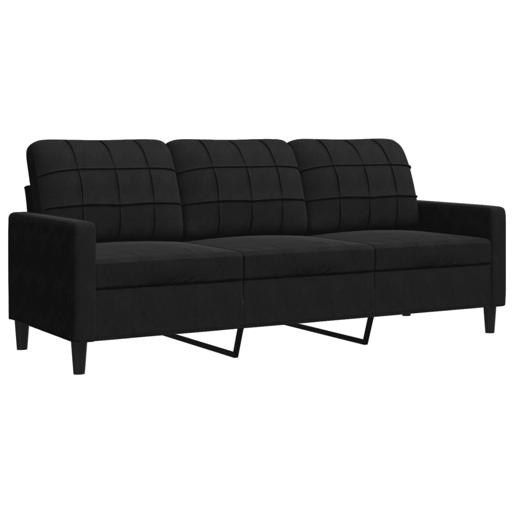 3-personers sofa 180 cm velour sort