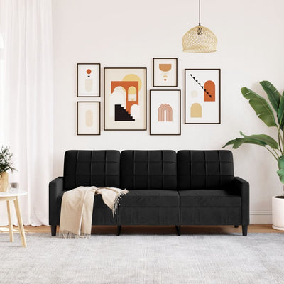 3-personers sofa 180 cm velour sort