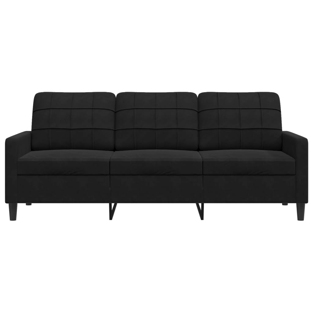 3-personers sofa 180 cm velour sort