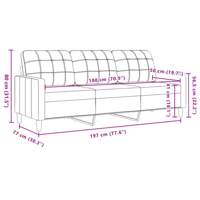 3-personers sofa 180 cm velour sort