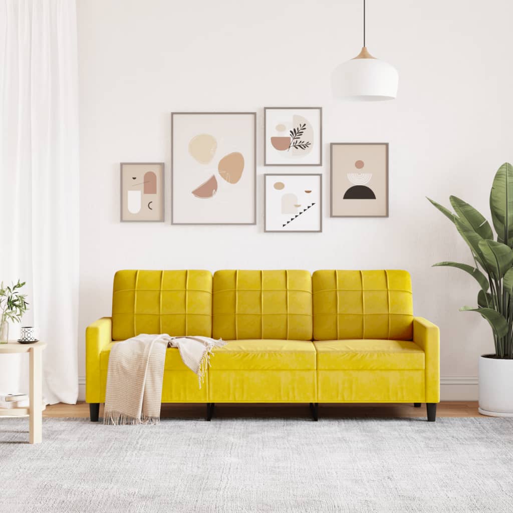 3-personers sofa 180 cm velour gul