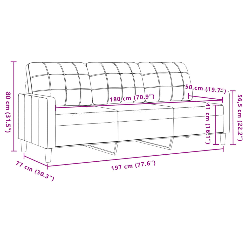 3-personers sofa 180 cm velour gul