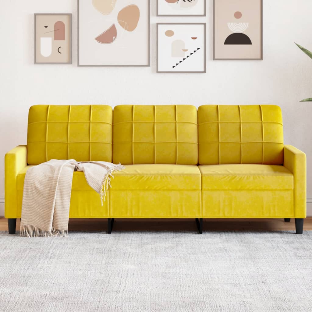 3-personers sofa 180 cm velour gul