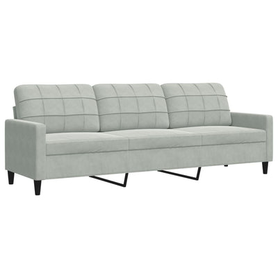 3-personers sofa 210 cm fløjl lysegrå