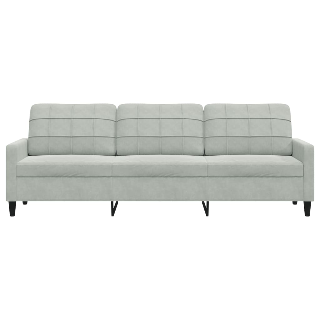 3-personers sofa 210 cm fløjl lysegrå