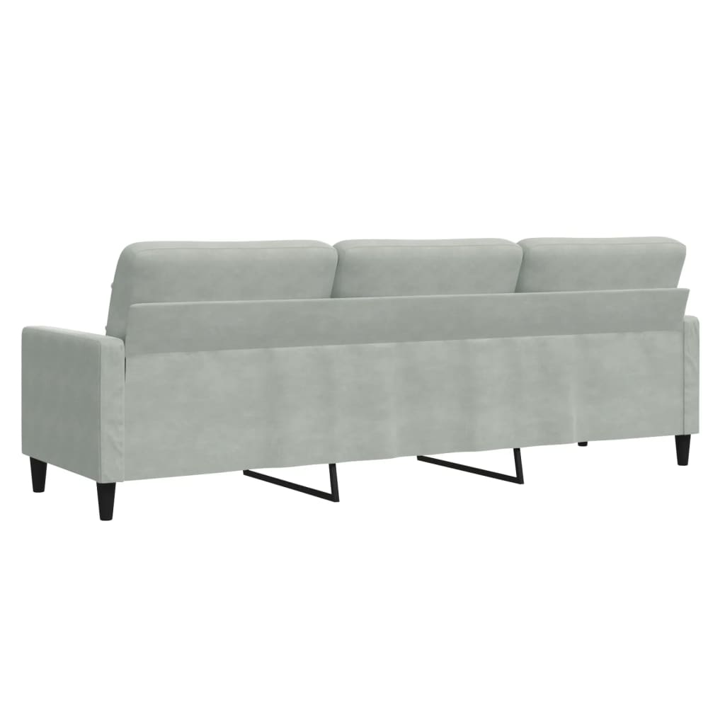 3-personers sofa 210 cm fløjl lysegrå